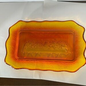 Tiara Amber Glass Art Tray